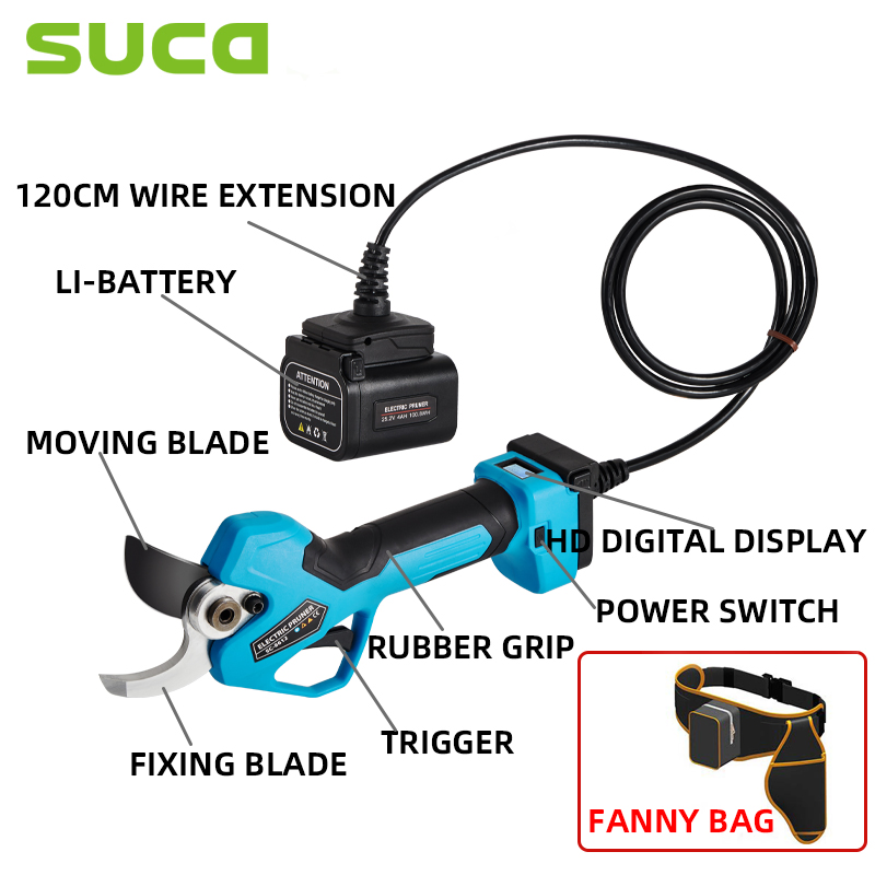 Suca 45mm Large Size Electric Pruning Shear Cordless Pruner with 4ah Big Battery