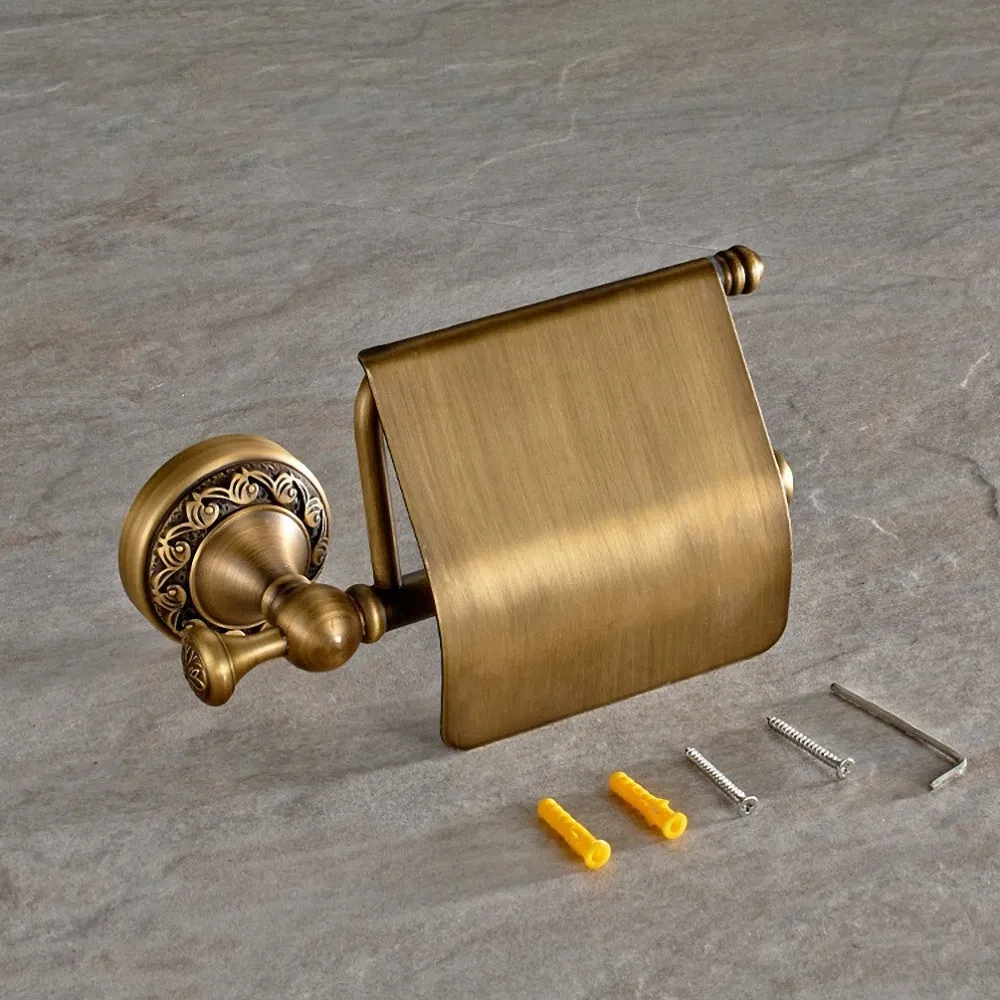 Antique Brass Carved Towel Paper Holder Bathroom Towel Rack Bathroom Accessories Set