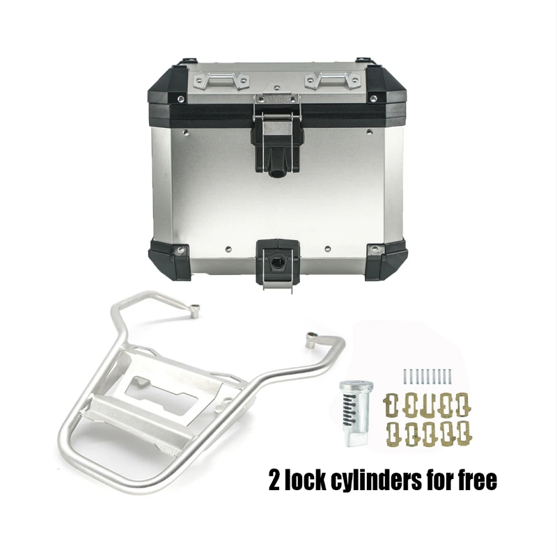 Aluminum Motorcycle Panniers Top Box with Rack Bracket Support
