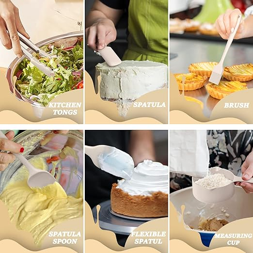 Stainless Steel Mixing Bowls with Lids, 26-Piece Set with Grater Attachments