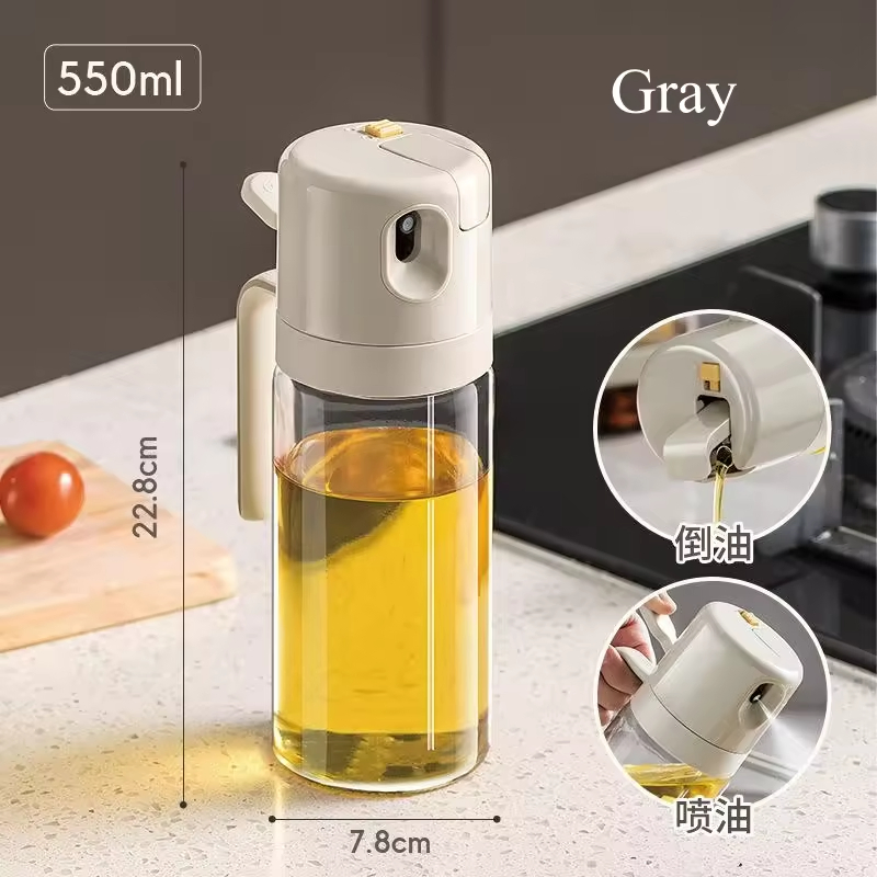 Wholesale Oil Sprayer for Cooking 2 in 1 Glass 550ml 18oz Large Capacity Oil Dispenser Bottle Kitchen