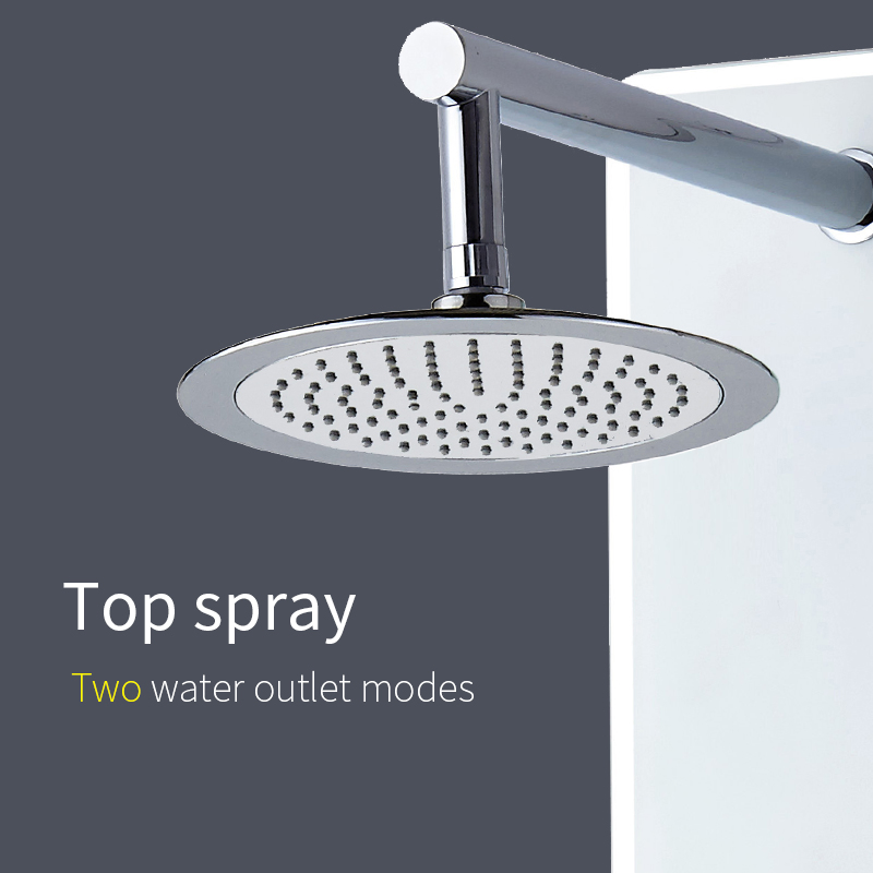 Tiema Tempered Glass in White Wall Mounted Rainfall Shower Column