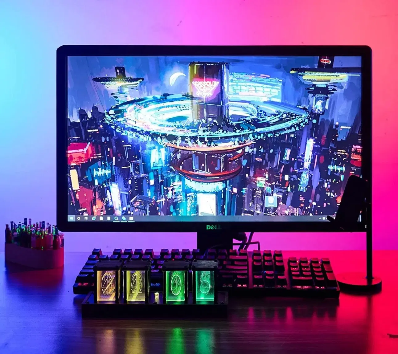 Fashion DIY LED Digital Luxury LED Creativity Nixie Tube Night Light Table Clock