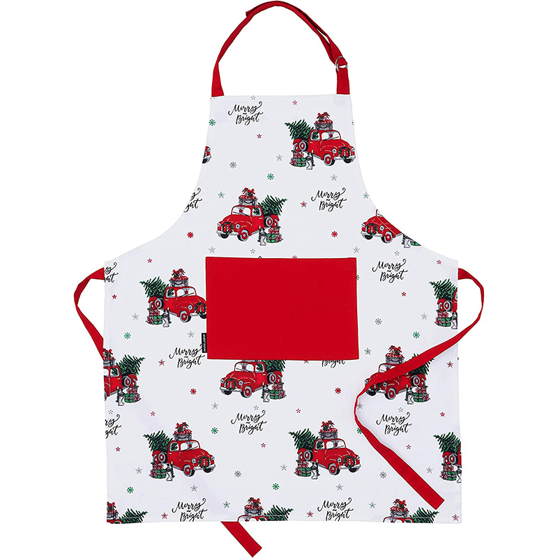 Apron Christmas Winter 100% Natural Cotton, Holiday Apron for Women for Christmas Baking Adjustable