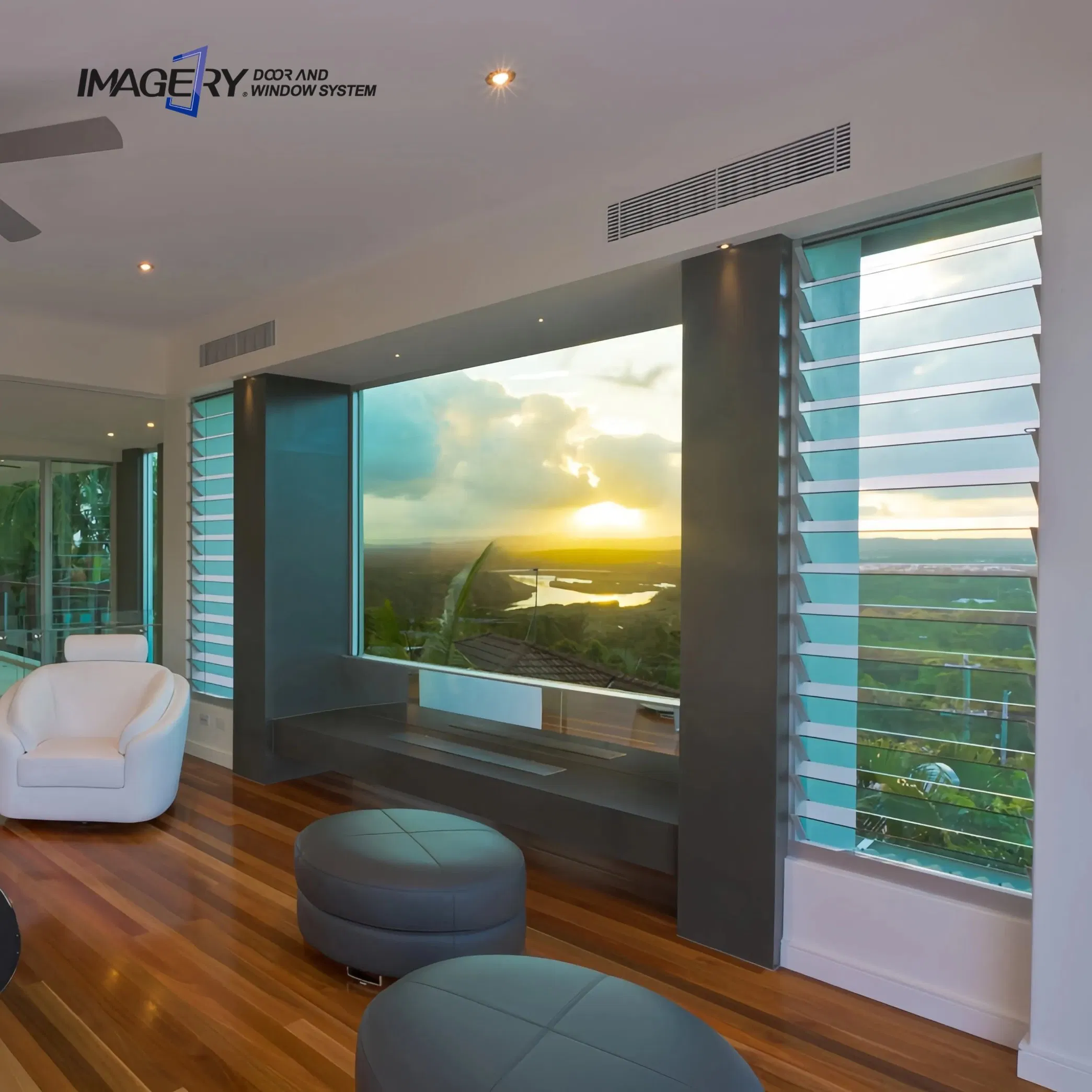 OEM Temperred Adjustable Shutter Price Morden Aluminum Jalousie Vertical Louver Glass Window