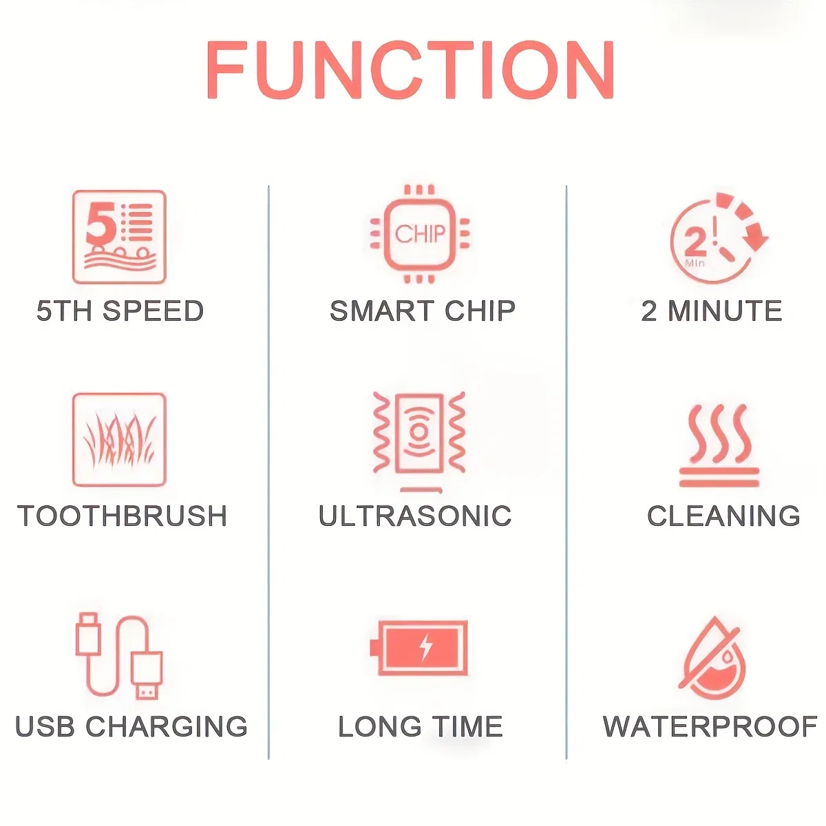 Unisex USB Rechargeable Ultrasonic Automatic Adult Electric Toothbrush