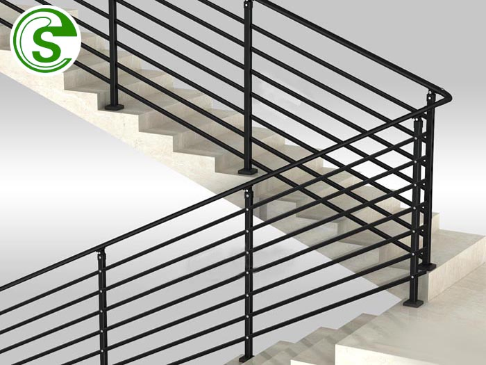 Powder Coated Good Quality Interior Black Stair Handrail Balustrade Railing