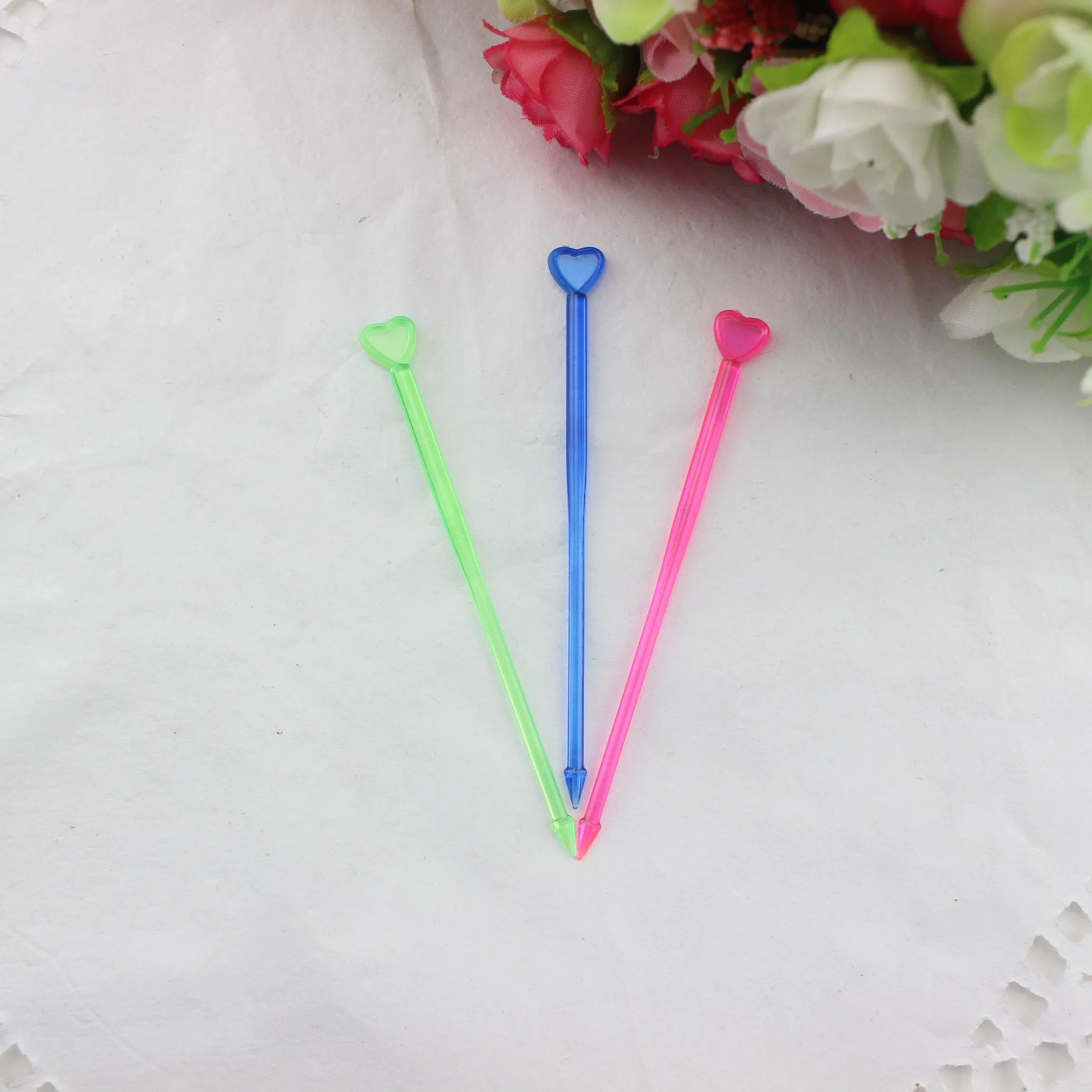 Cute Food Grade Fruit Forks Mini Heart Disposable Fork Plastic Fruit Stick