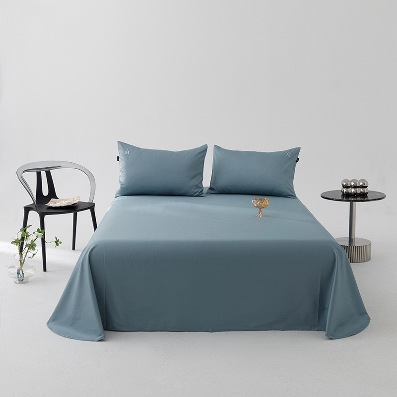 Customized Home Textile Hotel Bed Linen 100% Cotton Bedding Set 200 Tc Solid Color Bed Linen Pillowcase Sham Wholesale Fitted Flat Sheet Quality Bed Sheets
