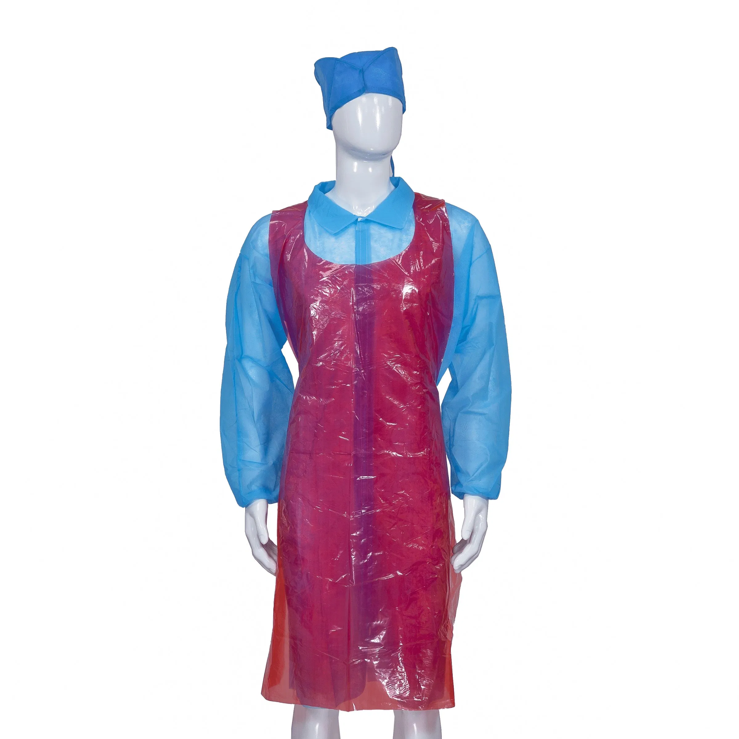 Oil-Proof Disposable PE Plastic Sleeveless Apron for Food Industry/BBQ/Restaurant/Factory