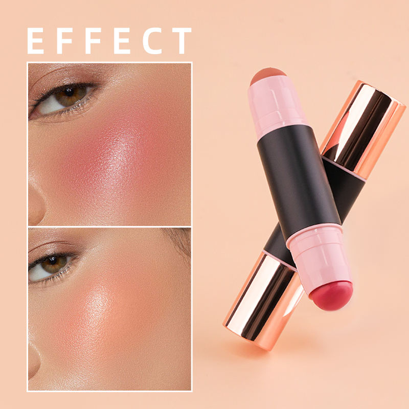 Custom Logo Vegan Blush Stick for Cheeks and Lips Two Heads Use Blush Sticks and Contour Sticks