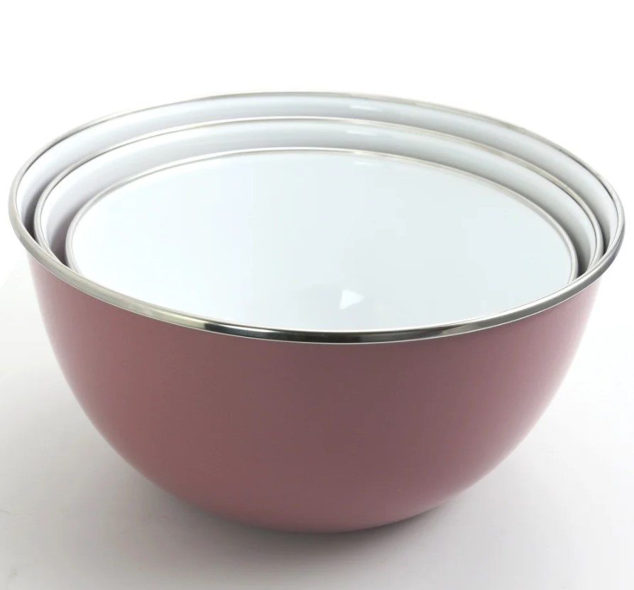 Factory Wholesale Enamel Cookware Tableware Storage Bowl with S/S Rim Salad Bowl