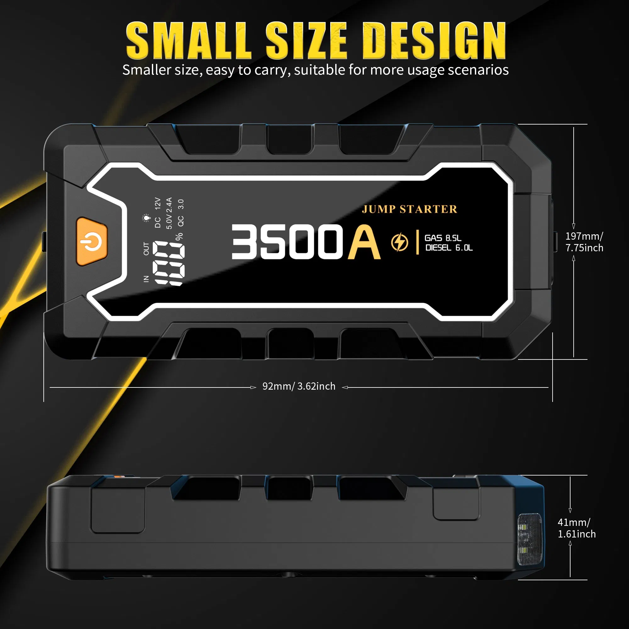 12V Car Jump Starter Power Bank with 2000A Peak Current