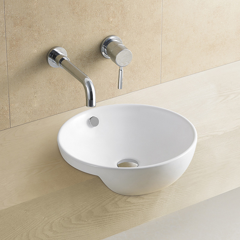 Ovs Foshan Factory Price Modern Luxury Toilet Hand Wash Basin Semi Recessed Sink Economic Ceramic Washbasin Bathroom Basin