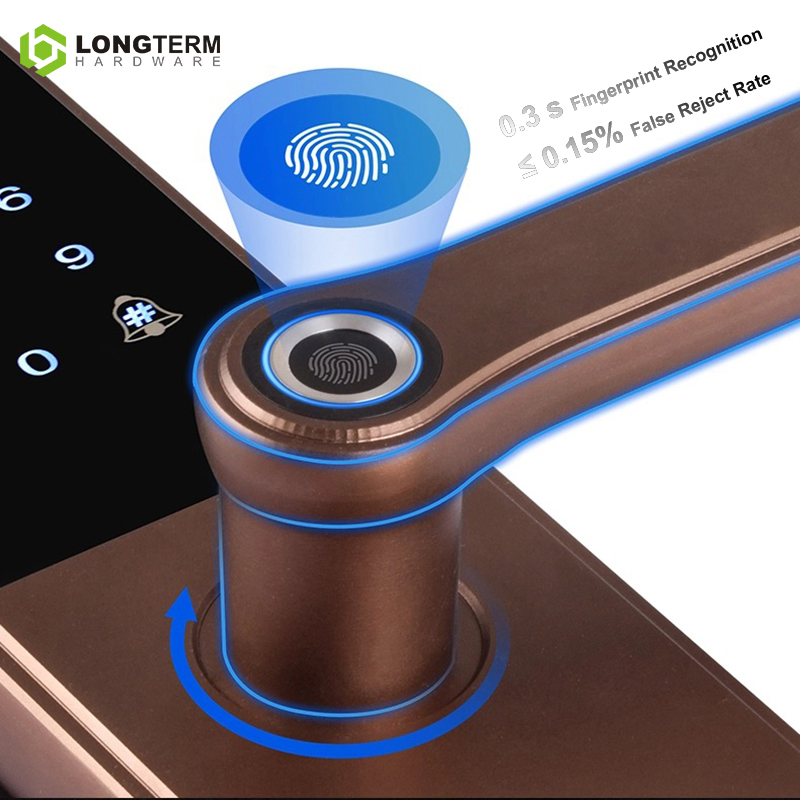 Electric Fingerprint Smart Lock with Ttlock APP Card Key Code for Doors
