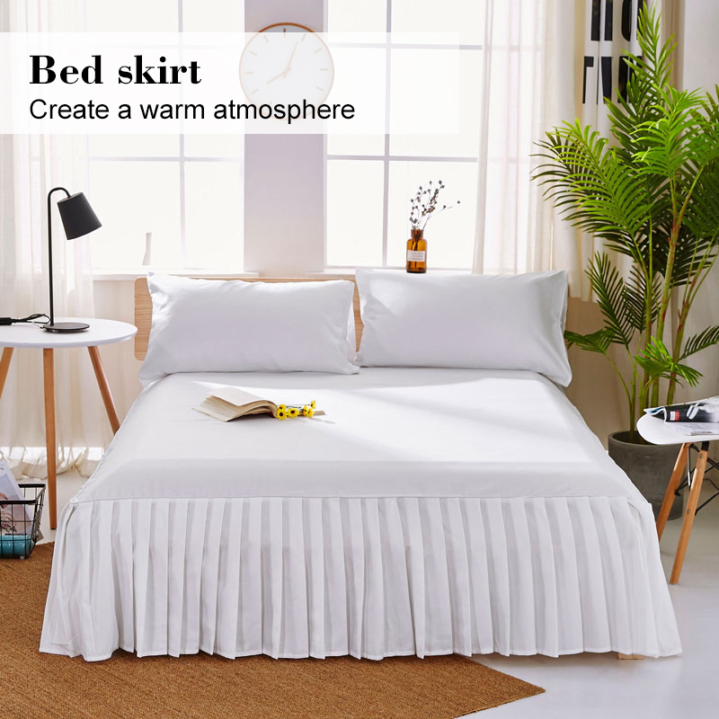 Bed Skirts Queen Size Beds White Plain Color Adjustable Elastic Dust Ruffles Easy Fit Wrinkle Resistant Luxurious Machine Washable