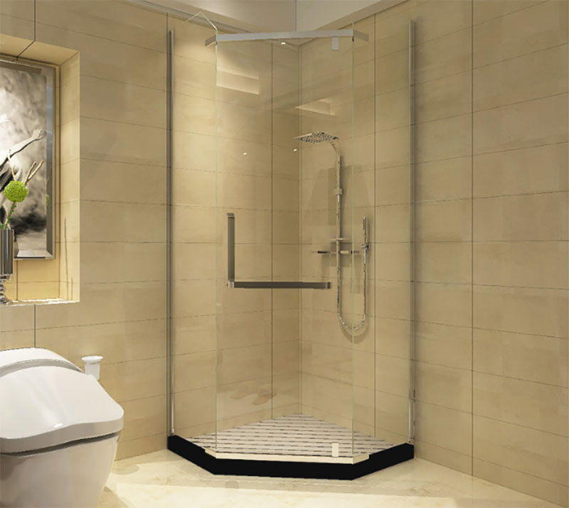 SUS 304 Hardware 10mm Glass Black Walk in Shower Screen/Door Designs