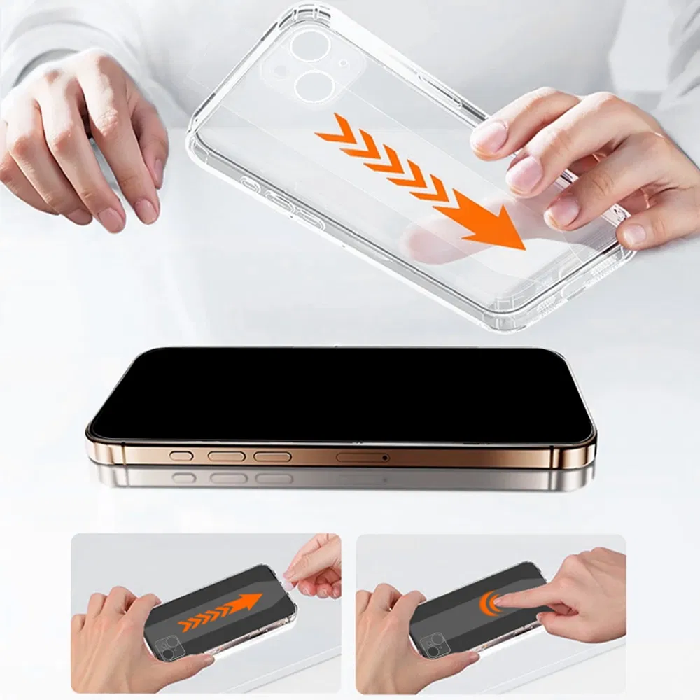 Rurihai 2in1 Clear TPU Phone Cover Easy Installation High Aluminium-Silicon Screen Protector Glass Film for iPhone 12/13/14/15/16/17