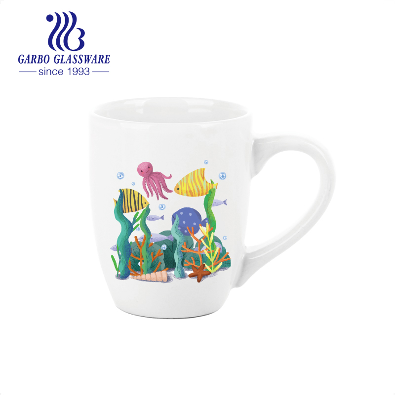 8oz Ceramic Mugs with Colorful Decal Customized Pattern Design Porcelain Cup