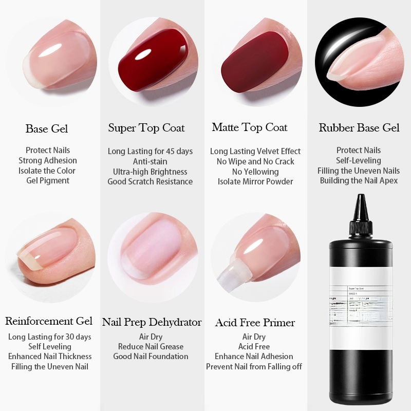Kerui OEM High Quantity Non Toxic Clear Rubber Basetop UV Gel Polish