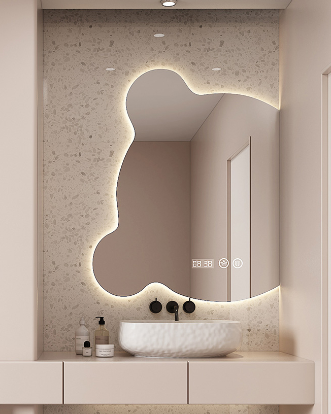 Hot Selling Cartoon Shaped Backlight Anti Fog Bath Wall Mirror Bathroom Intelligent LED Mirror Touch Screen