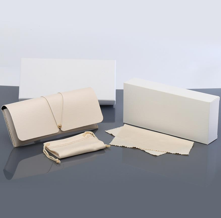Custom Eyeglasses Bag Accessories Logo Print PU Leather Sunglasses Packing Case Set with Microfiber Cloth Custom Box