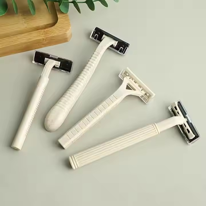 OEM Custom Eco-Friendly Hotel Accessories Disposable Razor Biodegradable Straw Razor