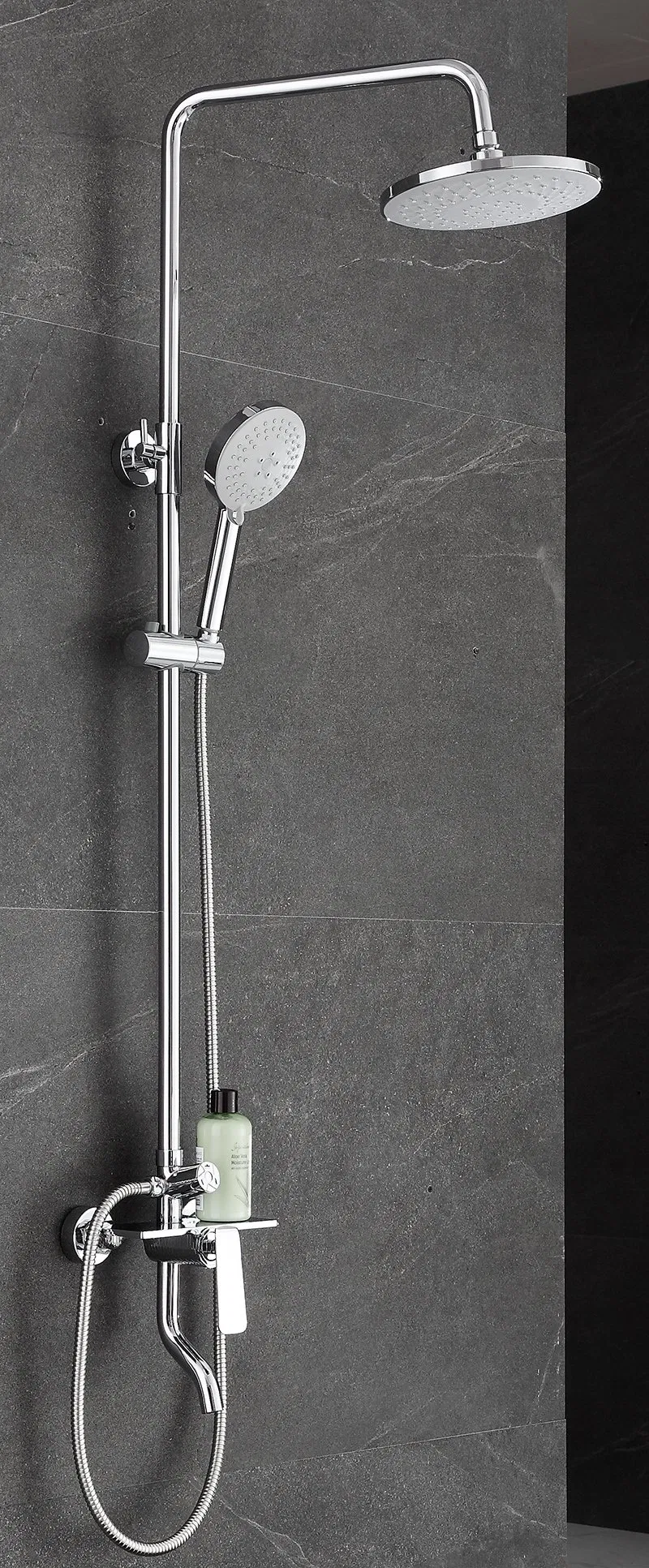 Sanitary Ware Bathroom Accessories 3 Way Functions Single Handle Brass Shower Bar Shower Column Rainfall Shower System Set Shower Faucet with Bathtub and Shelf