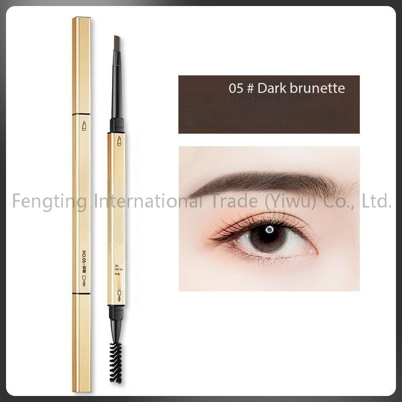 Customized Gold Tube Triangular Head Slim Brown Eyebrow Pencil Waterproof with Eyebrow Enhancer Retractable Eyebrow Pencil