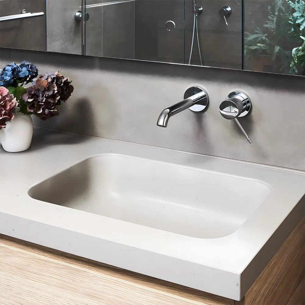 Luxurious Solid Surface Bath Cabinet with Elegant Sink Design