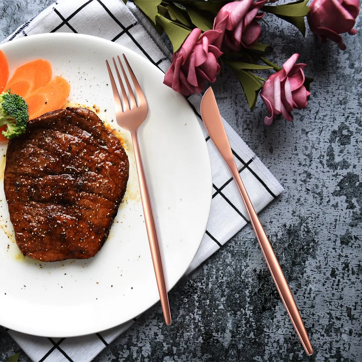 4 PCS Sets Portugal Stainless Steel 410 Wholesale Gold Cutlery