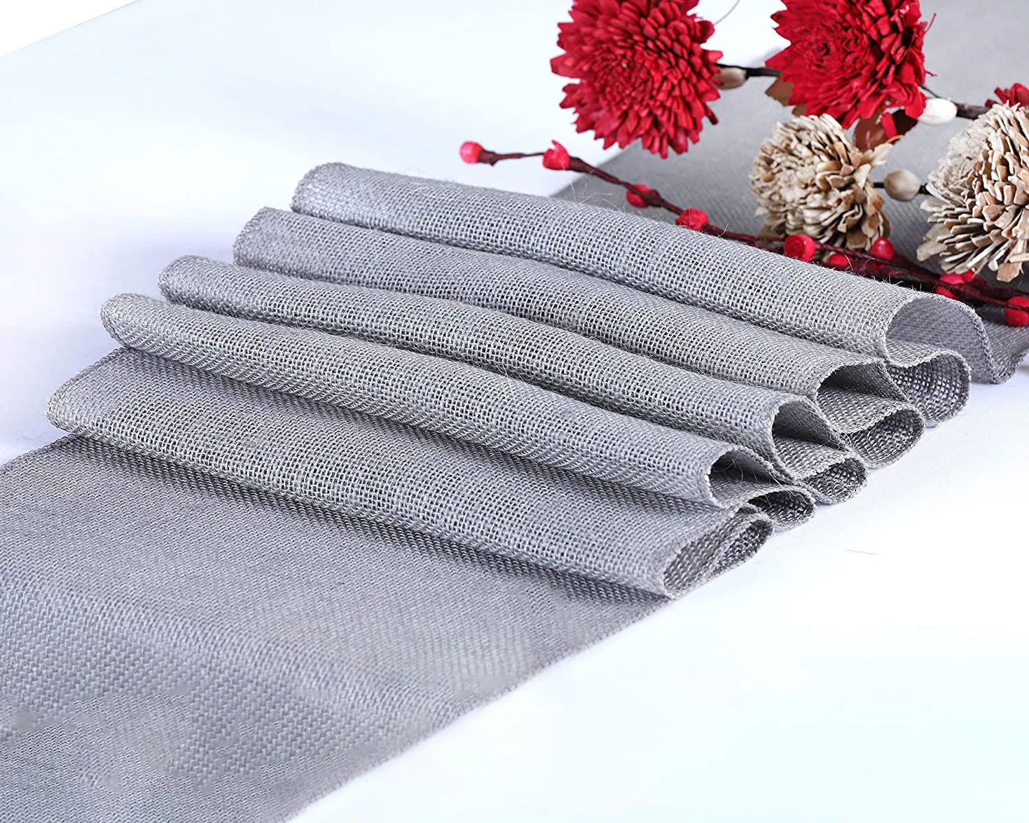 Customized Gray Party Home Decor Jute Table Runner