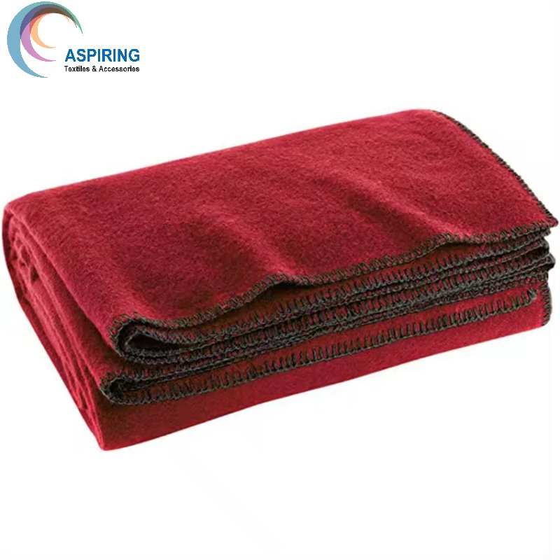 Двустороннее огнестойкое шерстяное одеяло для отелей и ЧС