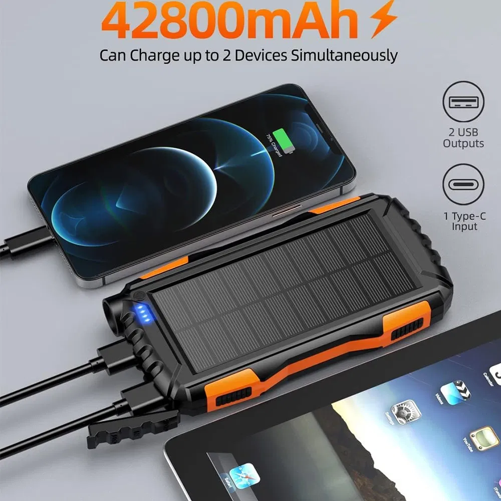 Waterproof Outdoor Solar Power Bank 42800mAh Portable Charger Solar Power Bank