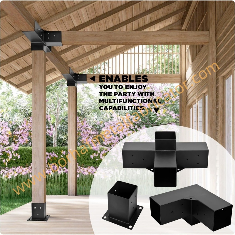 Outdoor Pergola Hardware Bracket for Elevated Stand Solid Steel Wooden Gazebo