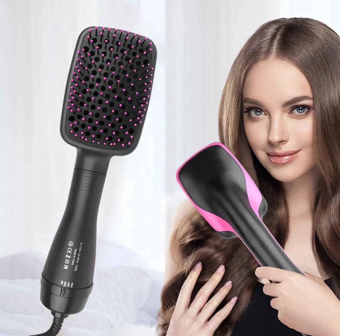 Professional 1000W Hair Dryer Brush Ionic Blower Comb Hot Air Brush Blow Dryer Hair Straightener