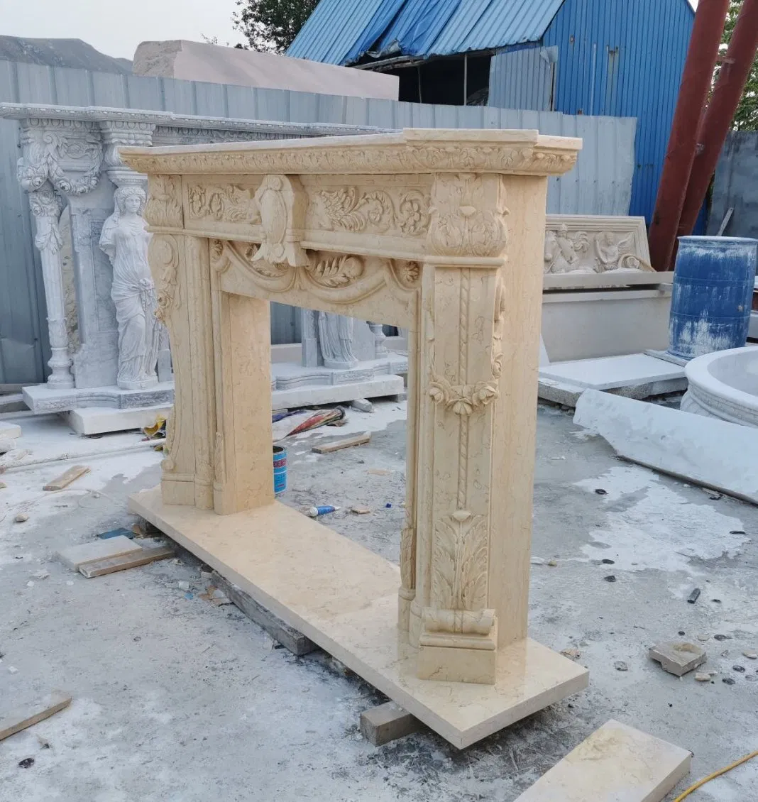 Hot Selling Factory Wholesale Antique Classic Marble Fireplace Natural Stone Mantel for Sale (SYMF-501)
