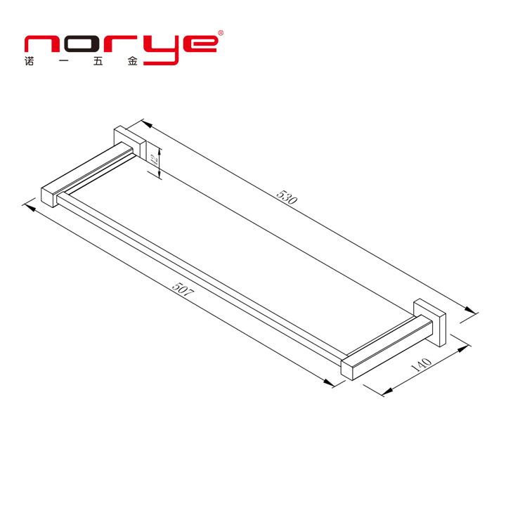 Стеклянная полка для ванной комнаты, прямоугольная