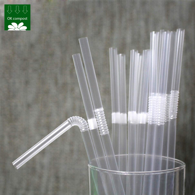 China Eco-Friendly Disposable Custom Logo Natural PLA 100% Compostable Black Straws