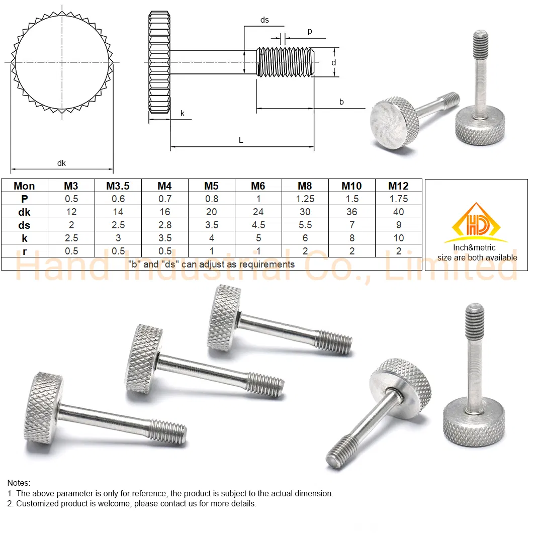 Винт панельный с накатанной головкой M3 M4 M5 нержавеющая сталь