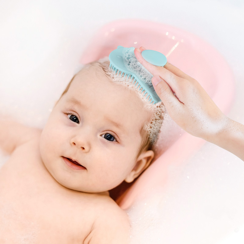 Silicone Infant Toddler Brush Washable Cleaning Soft Reusable Safety Sensory Easy Holder Silicone Baby Bath Brush