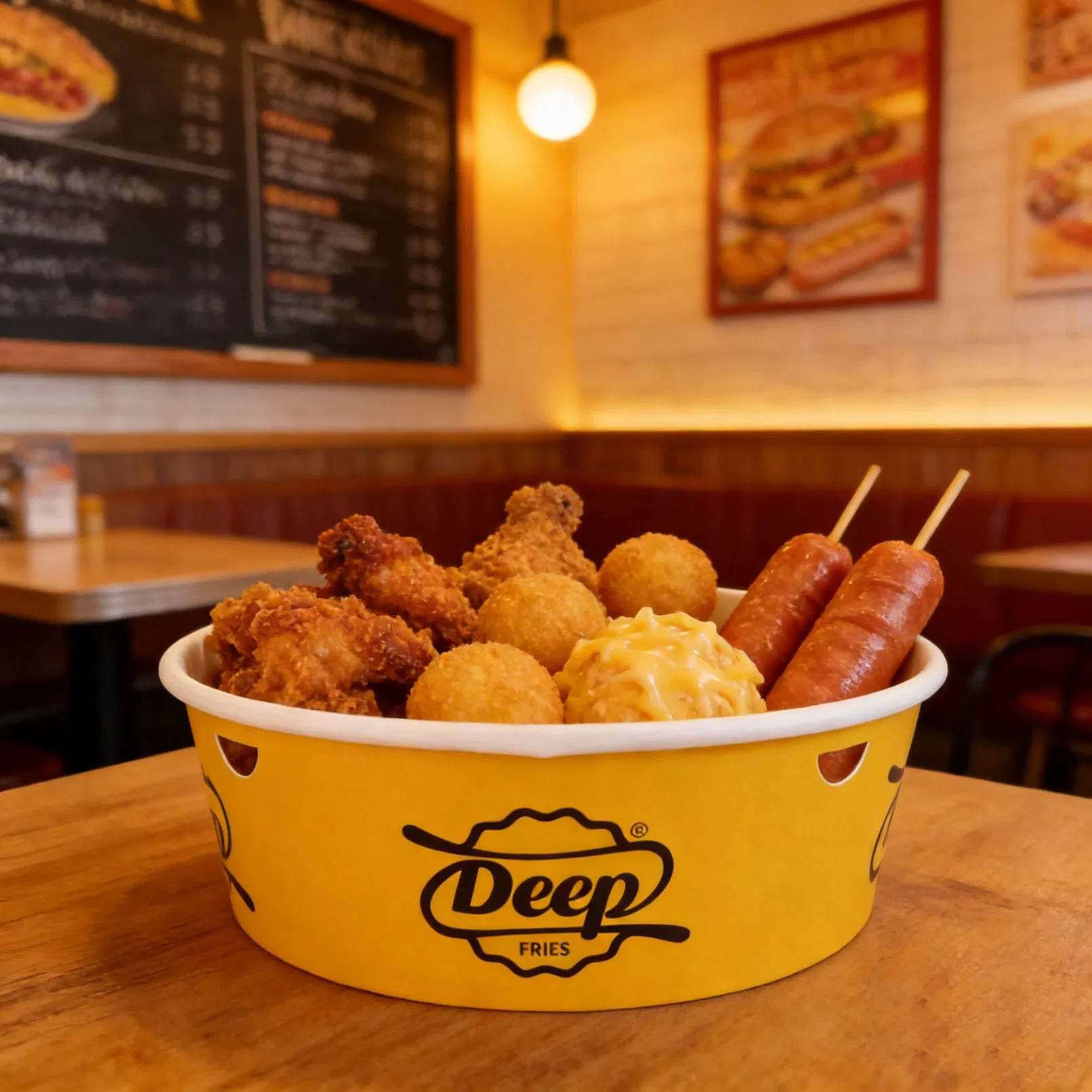 Disposable Eco-Friendly Kraft Paper Salad Bowl with Lid for Fruit and Salad