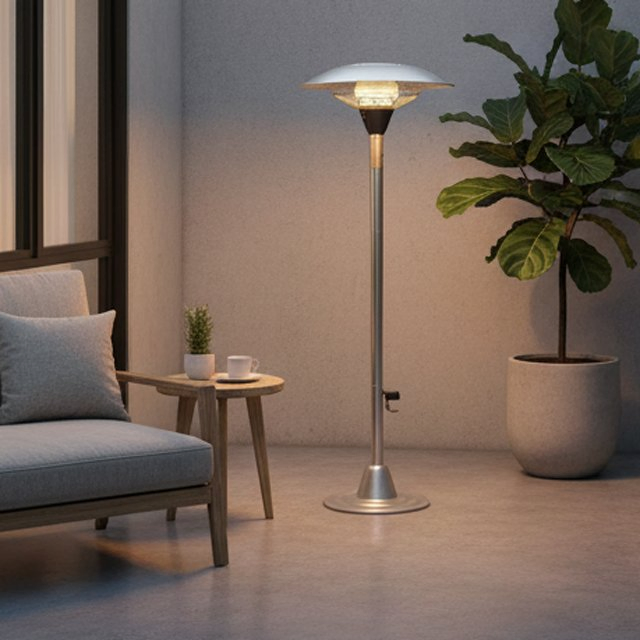Adjustable Height Dual Halogen Tube Outdoor Heater