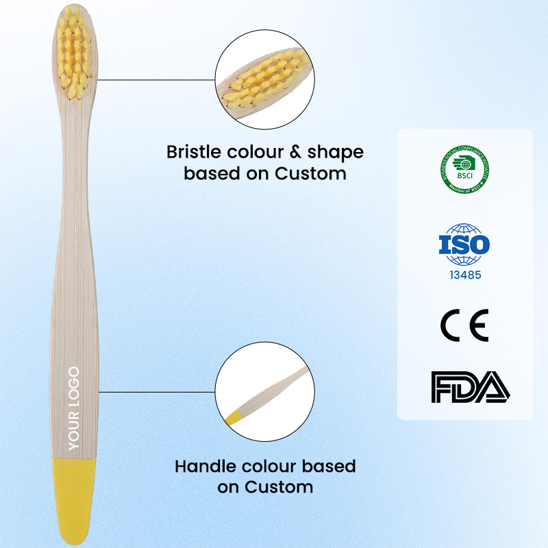 Bamboo Toothbrush with Laser Engraved Logo Eco Friendly Wholesale