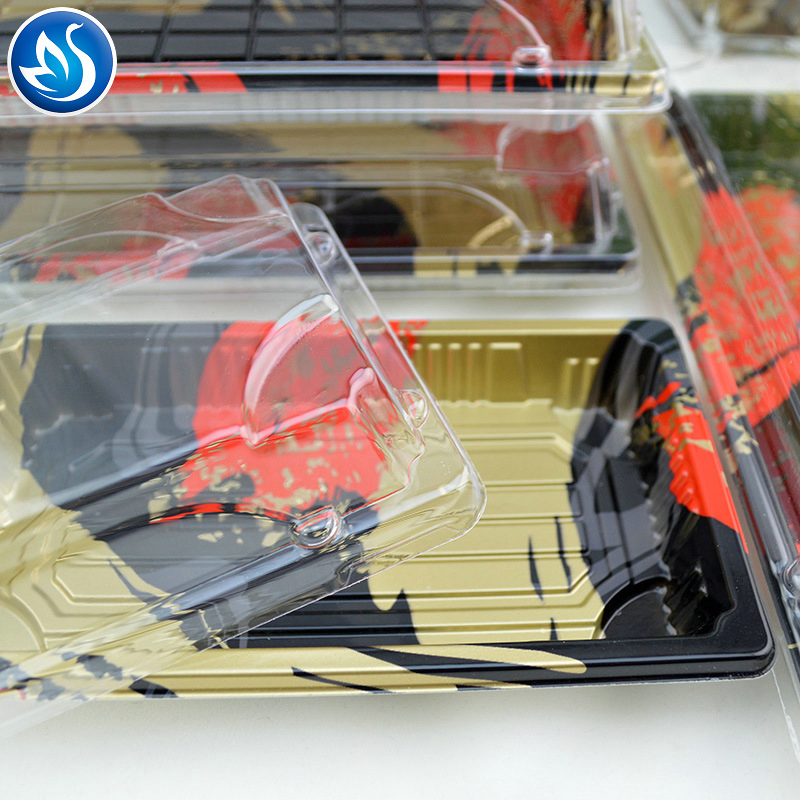 Disposable Transparent Plastic vacuum Container, BOPS Sushi Take Away Box, Vegetable and Fruit Packaging Box