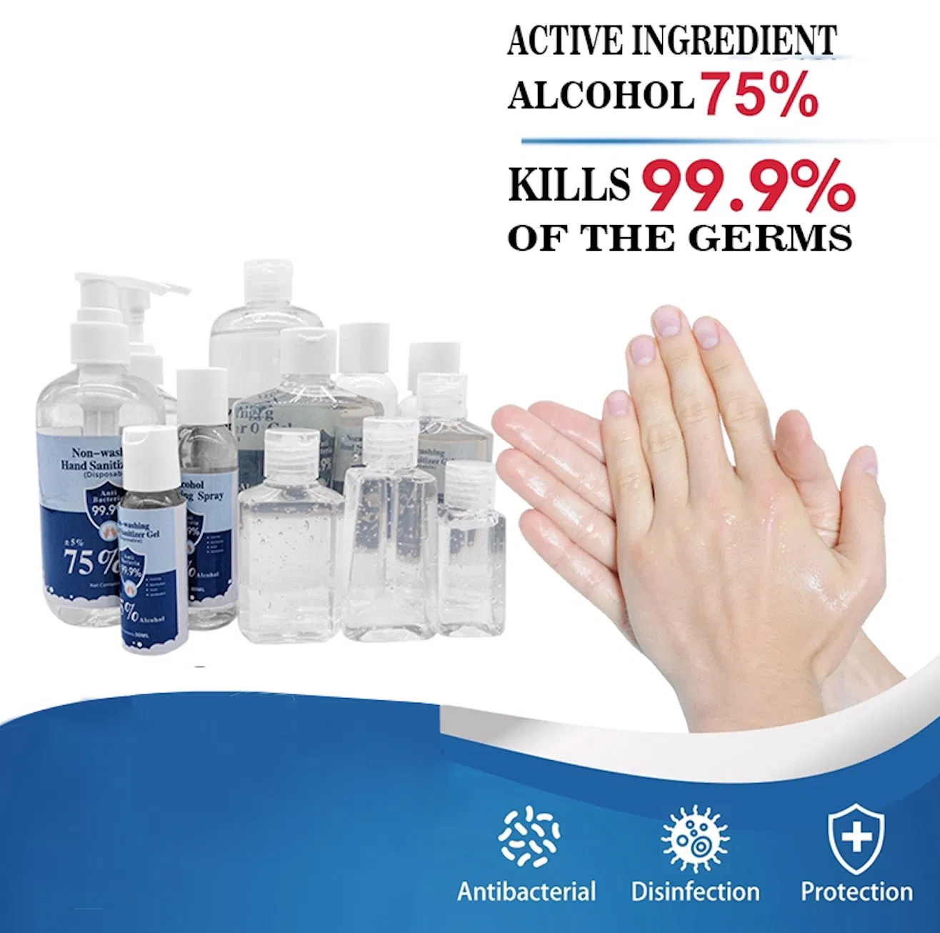 70ml Instant Disinfecting Liquid Gel Alcohol 75% Hand Sanitzers