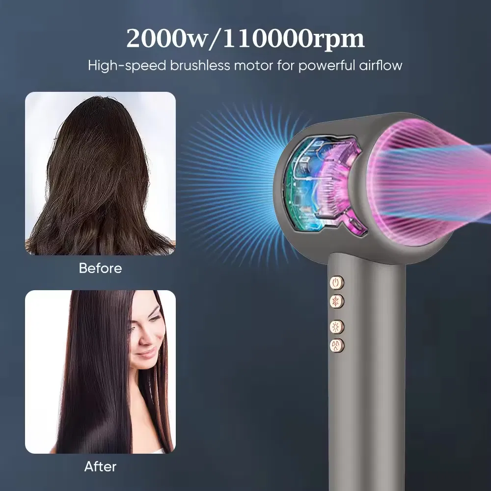 2024 Hot Selling High Speed Brushless Negative Ionic Hair Dryer Professional Salon DC Motor 1600W High Power Hair Blow Dryer
