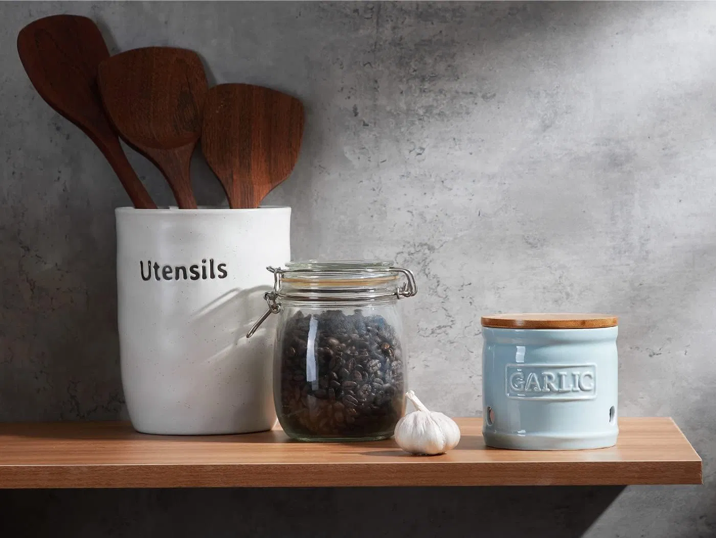 4inch Green White Kitchenware Stoneware Ceramic Garlic Keeper