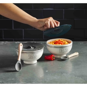 Unique Handcrafted Serving Bowl Set with Inspirational Phrase