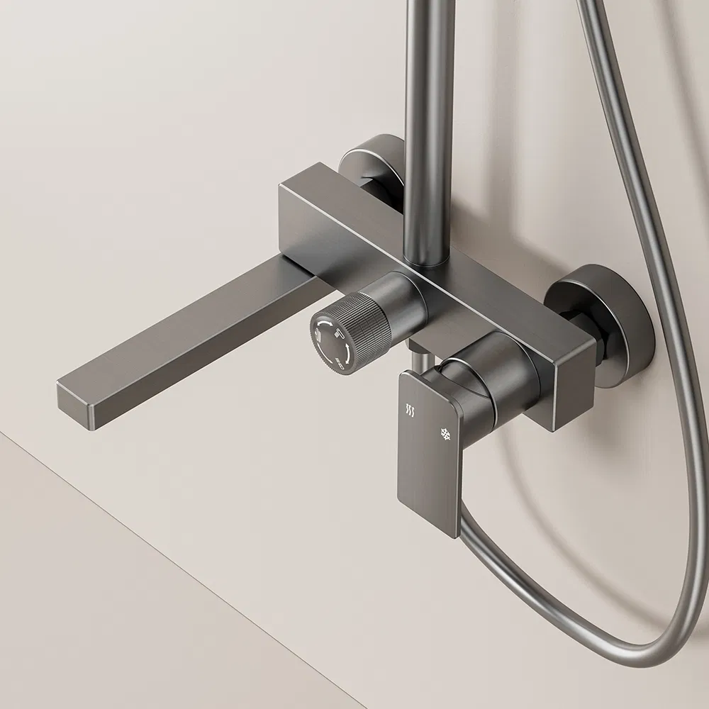 Space Aluminum Bathroom Shower Set with Metal Boost Spray Gun